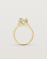 Standing view of the Thea Round Solitaire | Green Amethyst in yellow gold.
