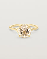 Front view of the Thea Round Solitaire | Savannah Sunstone in yellow gold.