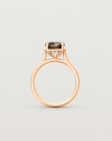Standing view of the Thea Round Solitaire | Smokey Quartz in rose gold.