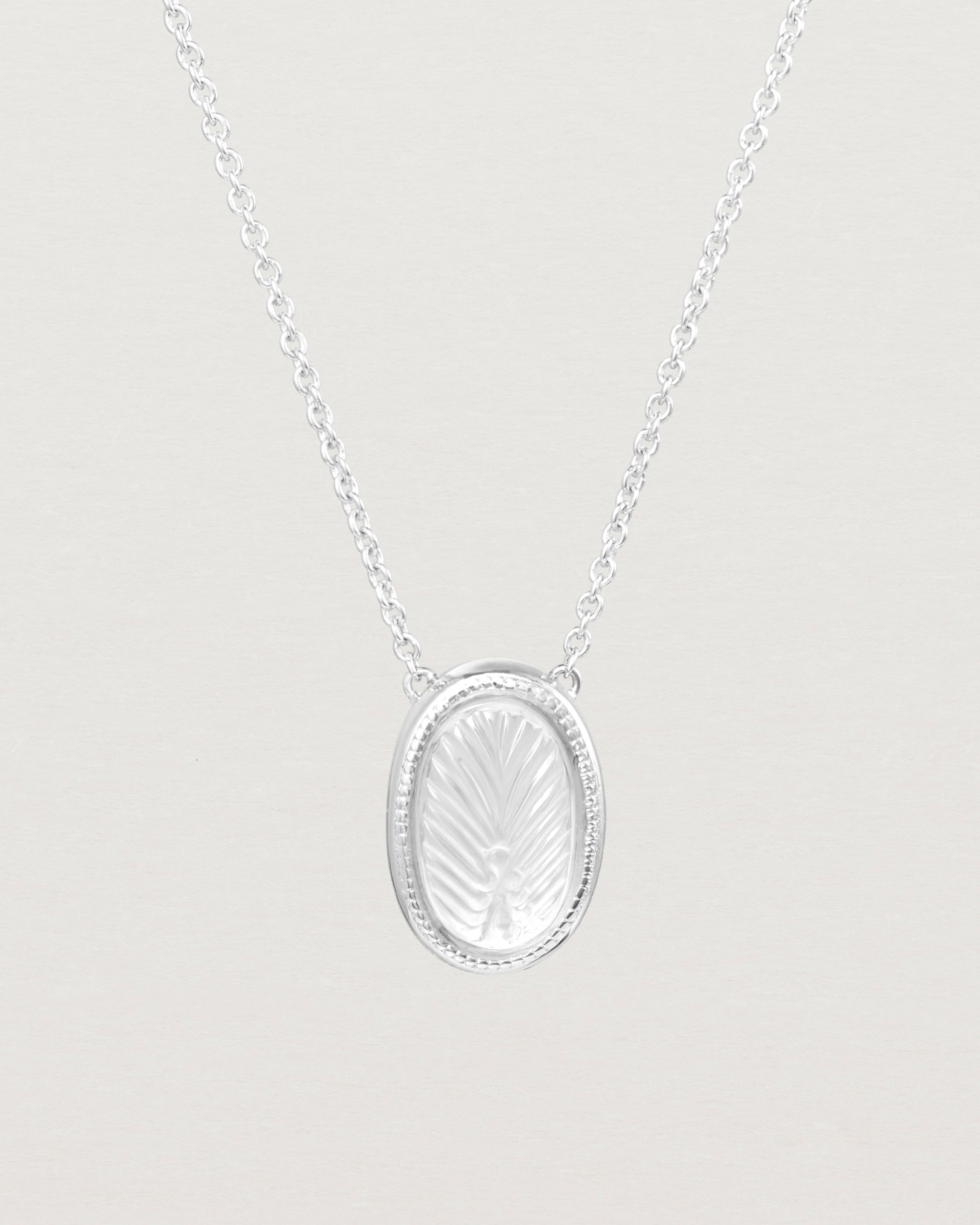 Front view of the Ruan Necklace | Carved Quartz in sterling silver.