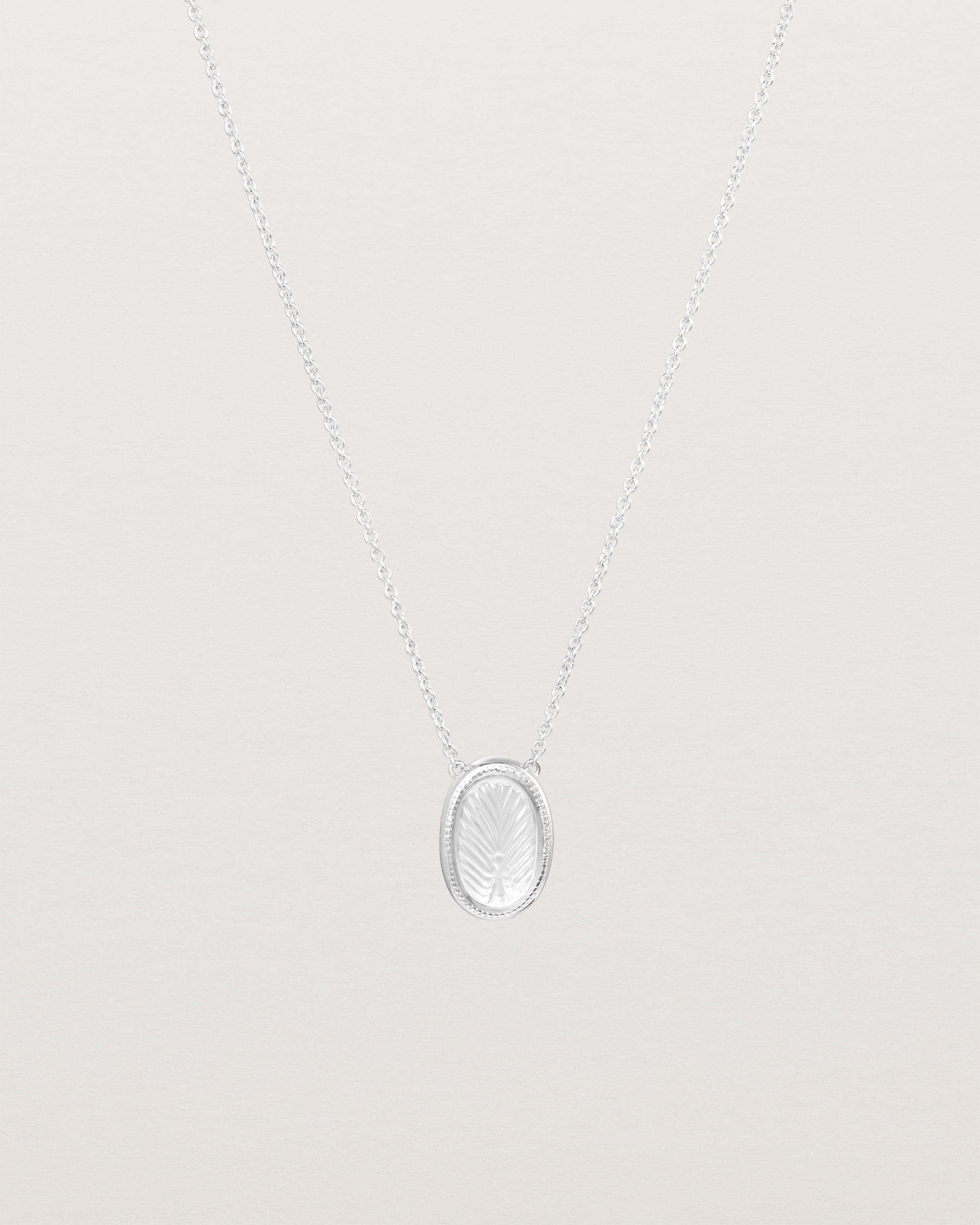 Front view of the Ruan Necklace | Carved Quartz in sterling silver.