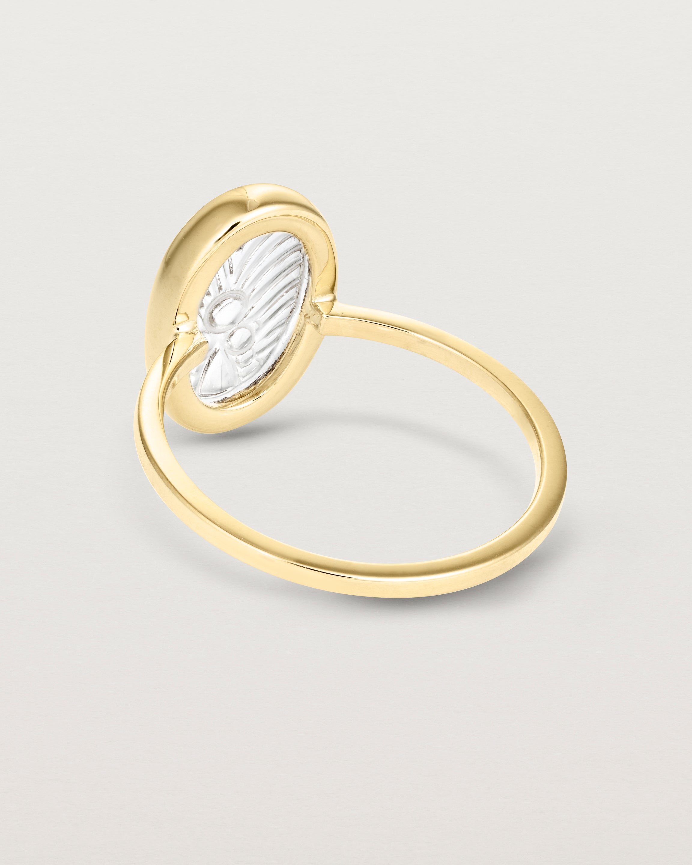 Back view of the Ruan Ring | Carved Quartz in yellow gold.