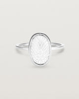 Front view of the Ruan Ring | Carved Quartz in sterling silver.