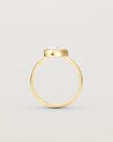 Standing view of the Ruan Ring | Carved Quartz in yellow gold.