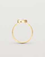Standing view of the Ruan Ring | Carved Quartz in yellow gold.