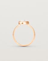 Standing view of the Ruan Ring | Carved Quartz in rose gold.