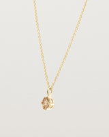 Angled view of the Una Necklace | Rutilated Quartz | Yellow Gold.