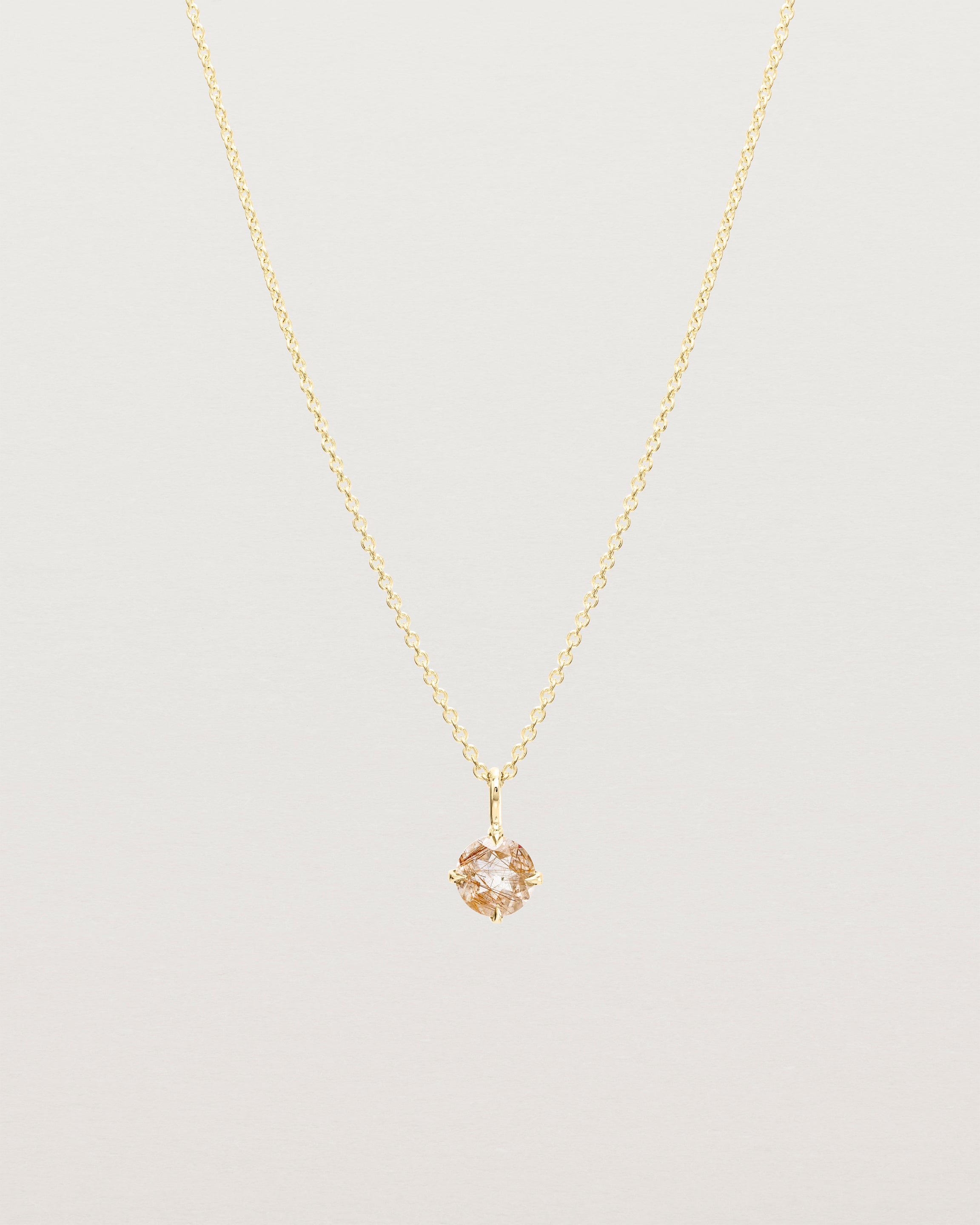 Front view of the Una Necklace | Rutilated Quartz | Yellow Gold.