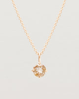 Close up view of the Una Necklace | Rutilated Quartz | Rose Gold.