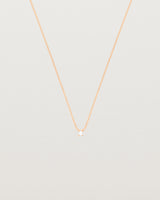 Close up of the Sena Slider Necklace with White Diamond in rose gold.å