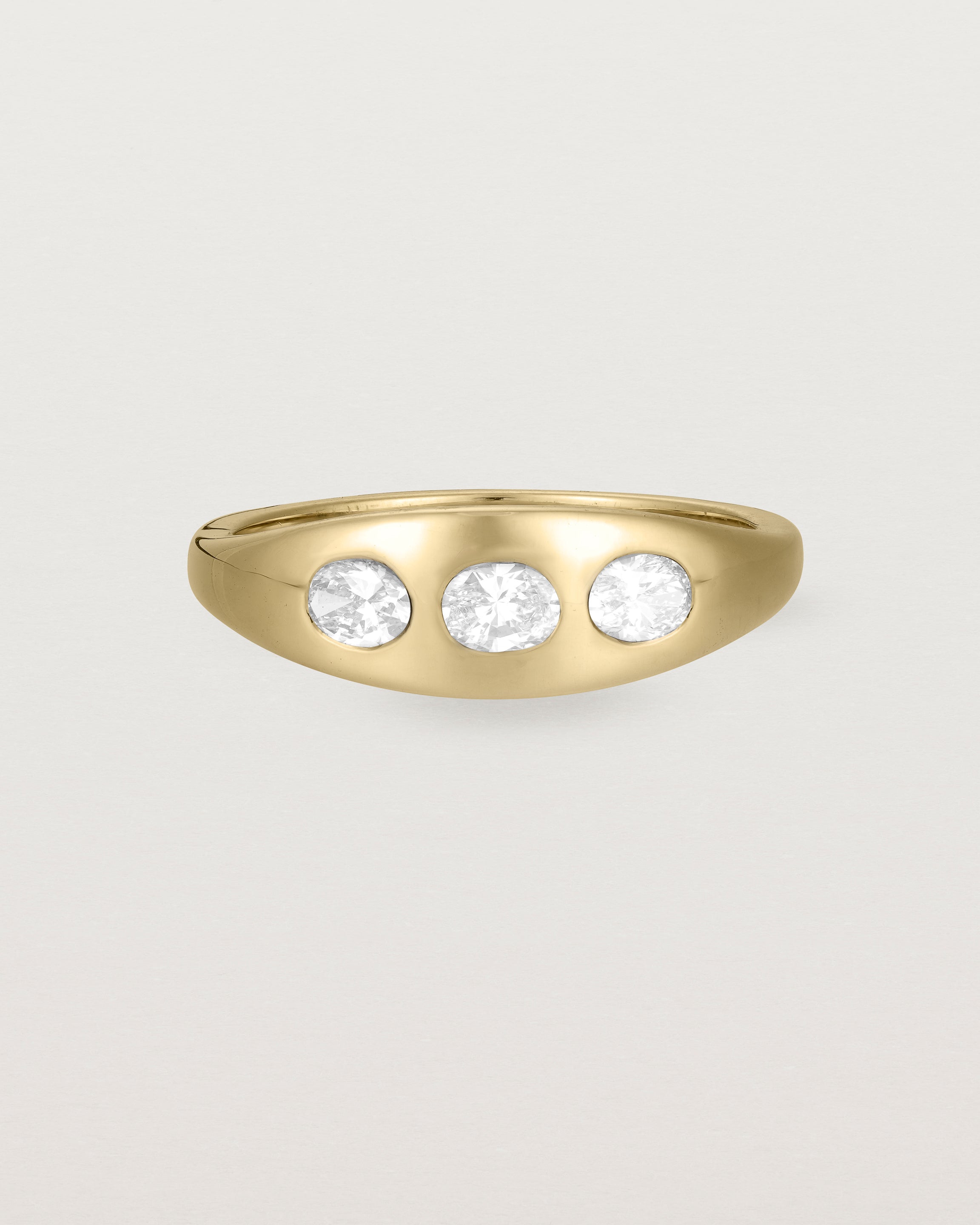 Front view of the Seule Trinity Ring | Diamonds | Yellow Gold.