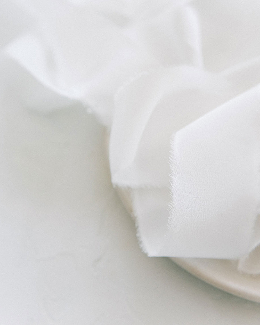 Silk and Bramble Bridal Silk Ribbon | Cotton White Crepe