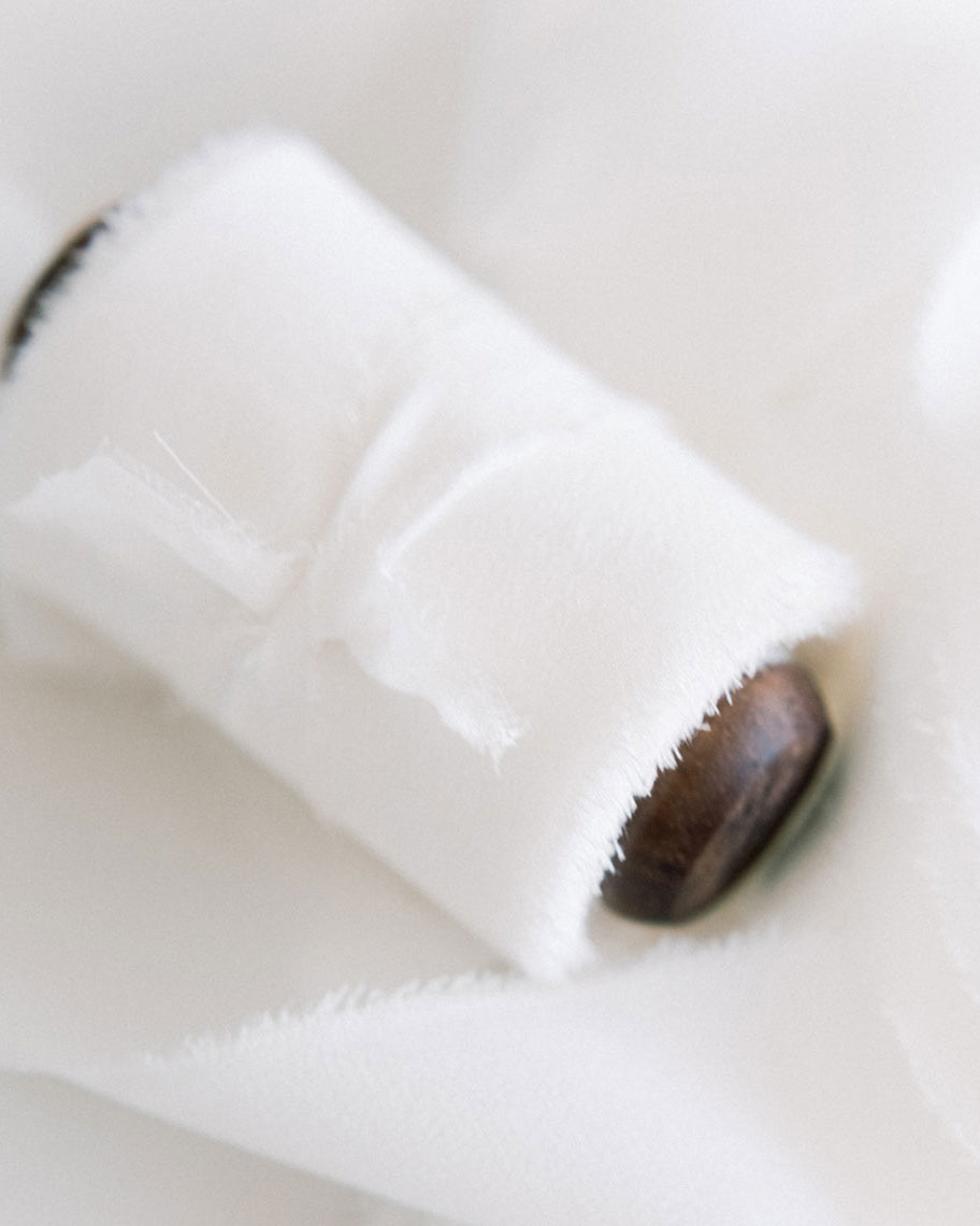 Silk and Bramble Bridal Silk Ribbon | Cotton White Crepe