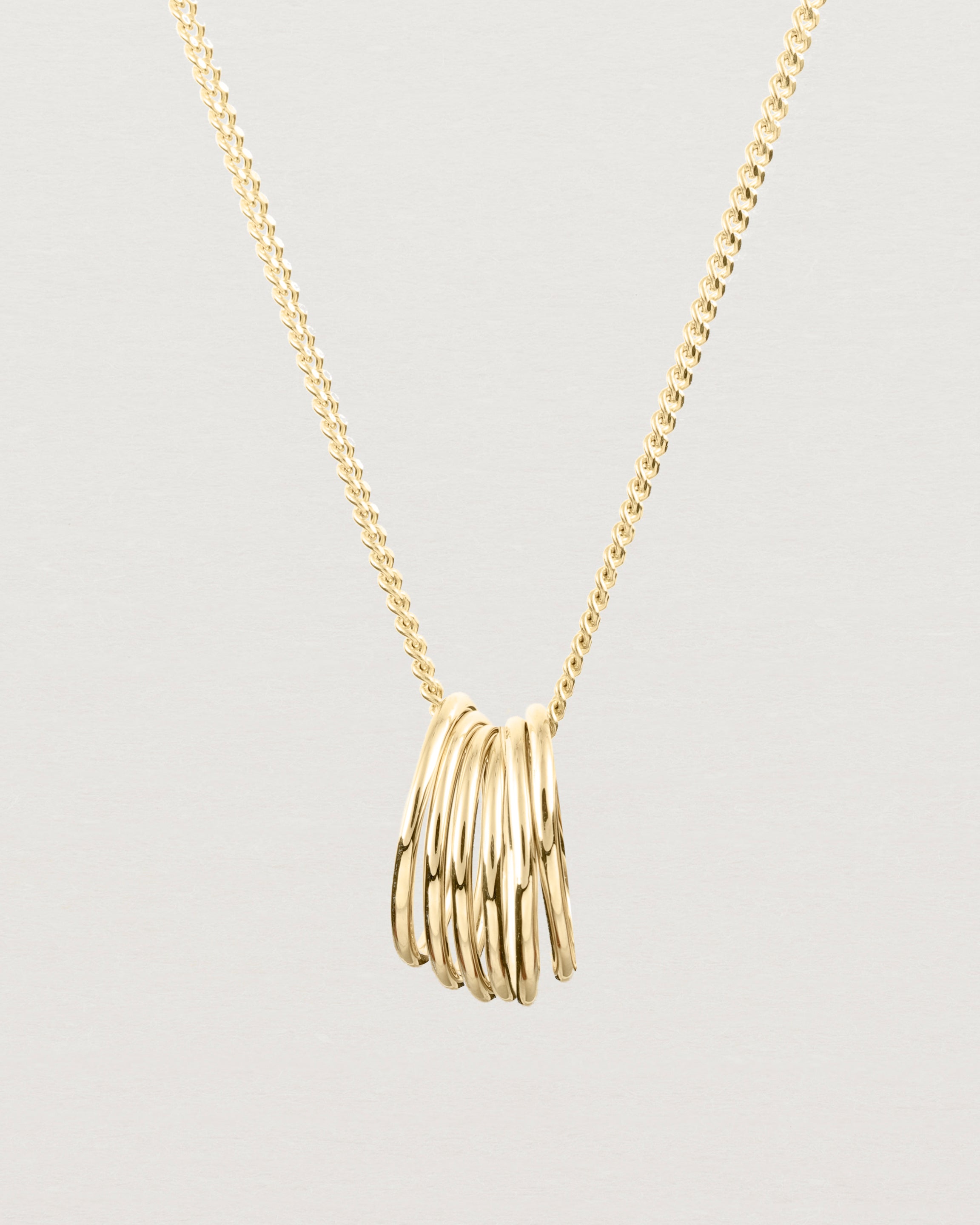 Close up of the Front view of the Six Oval Necklace | Yellow Gold.