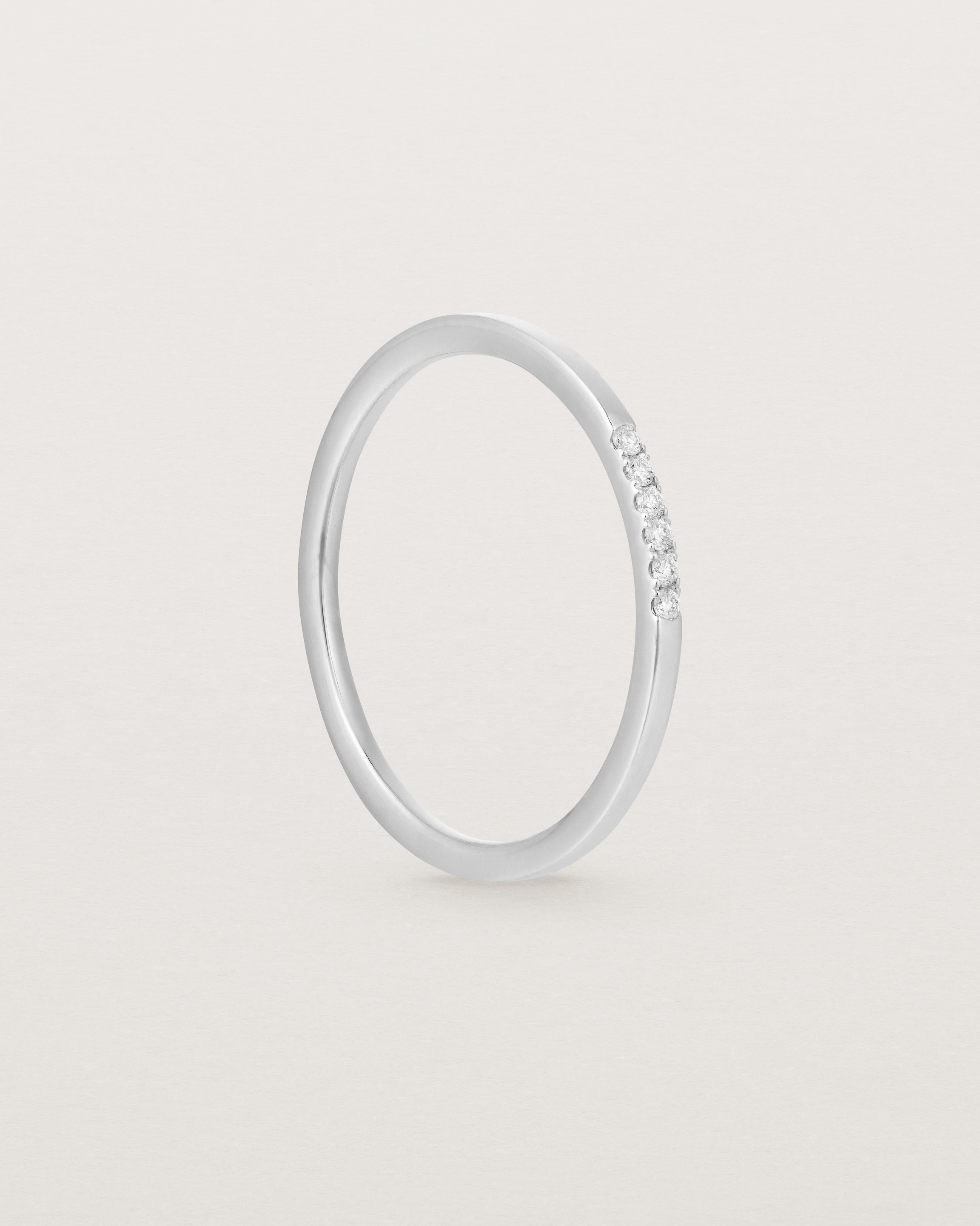 Standing view of the Six Stone Queenie Ring | Diamonds in White Gold.