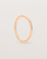 Standing view of the Six Stone Queenie Ring | Champagne Diamonds | Rose Gold.