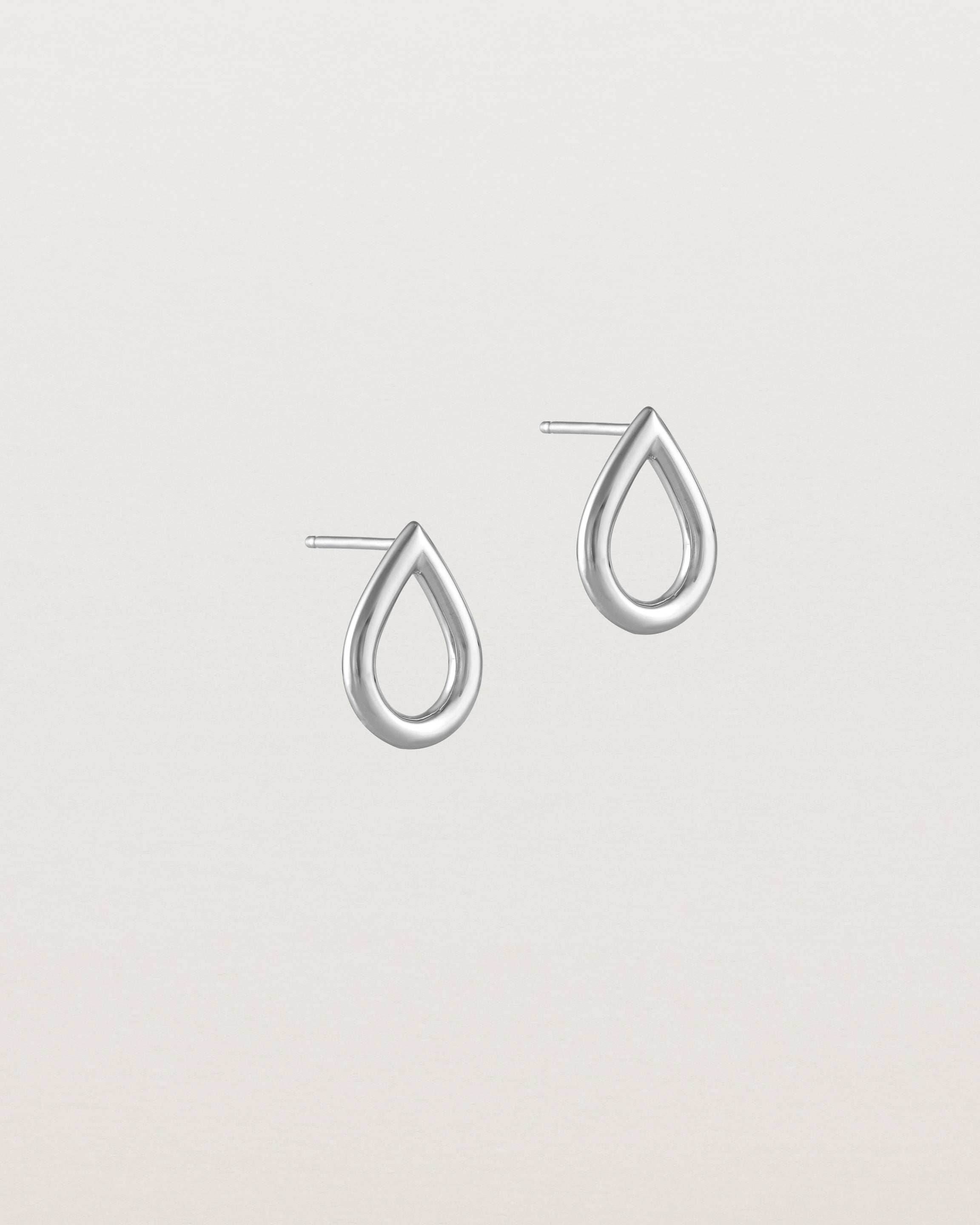 Angled view of the Small Dena Studs in sterling silver.