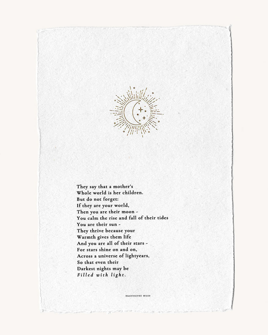 Sun, Moon and Stars, Complimentary Printed Poem