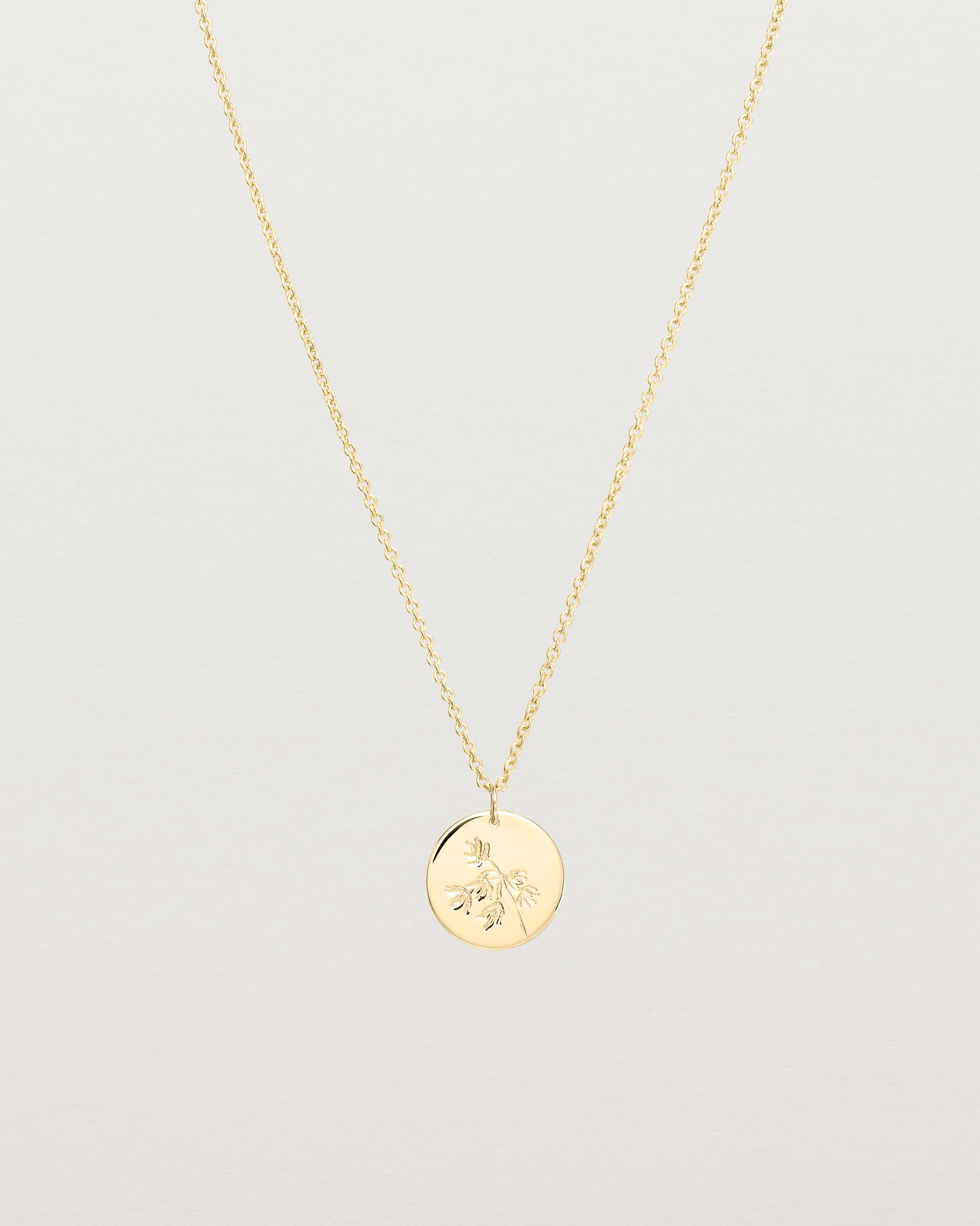 Front view of the Spotted Orchid Necklace | Yellow Gold.