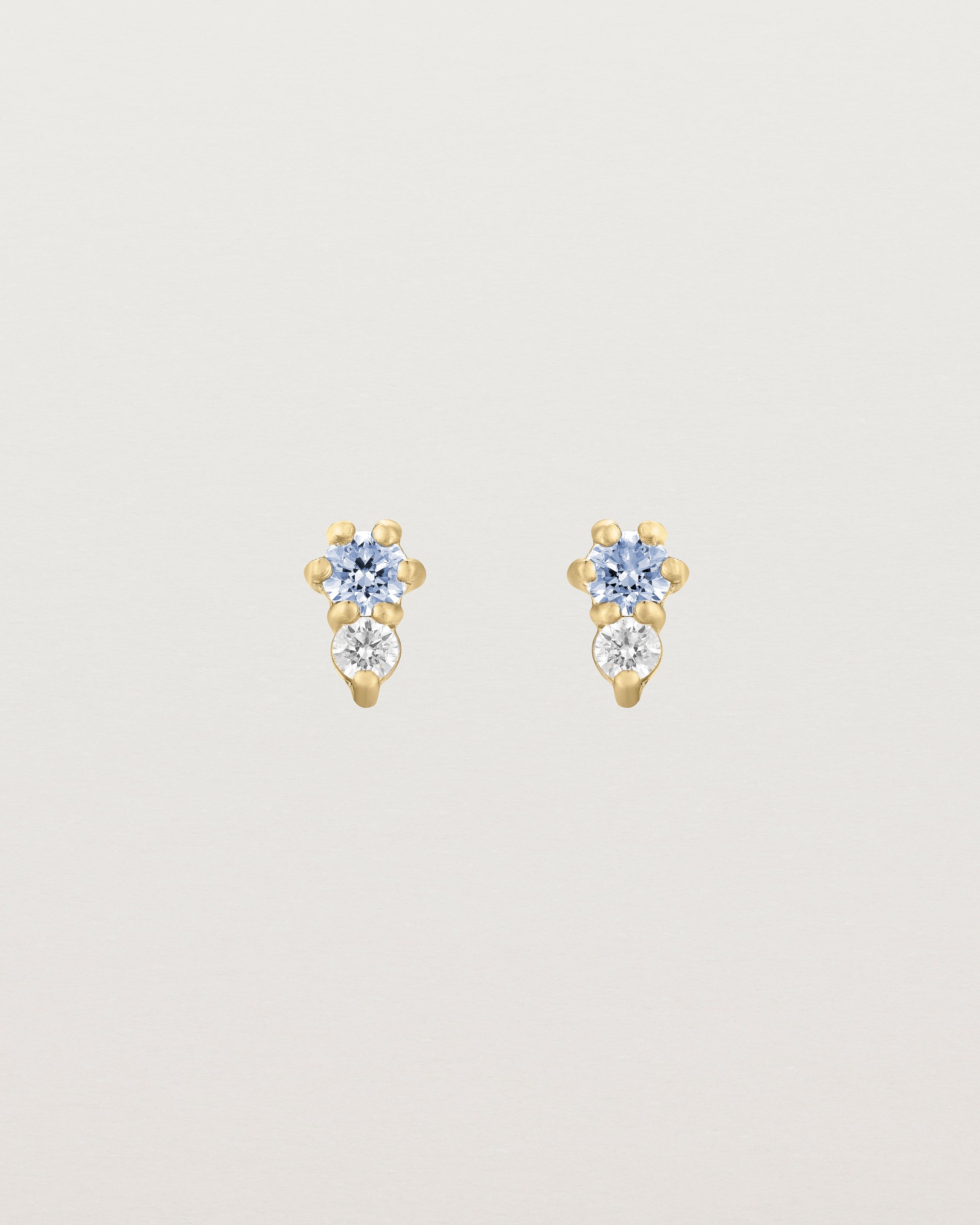 Lottie Studs | Ceylon Sapphire & Diamond Yellow Gold