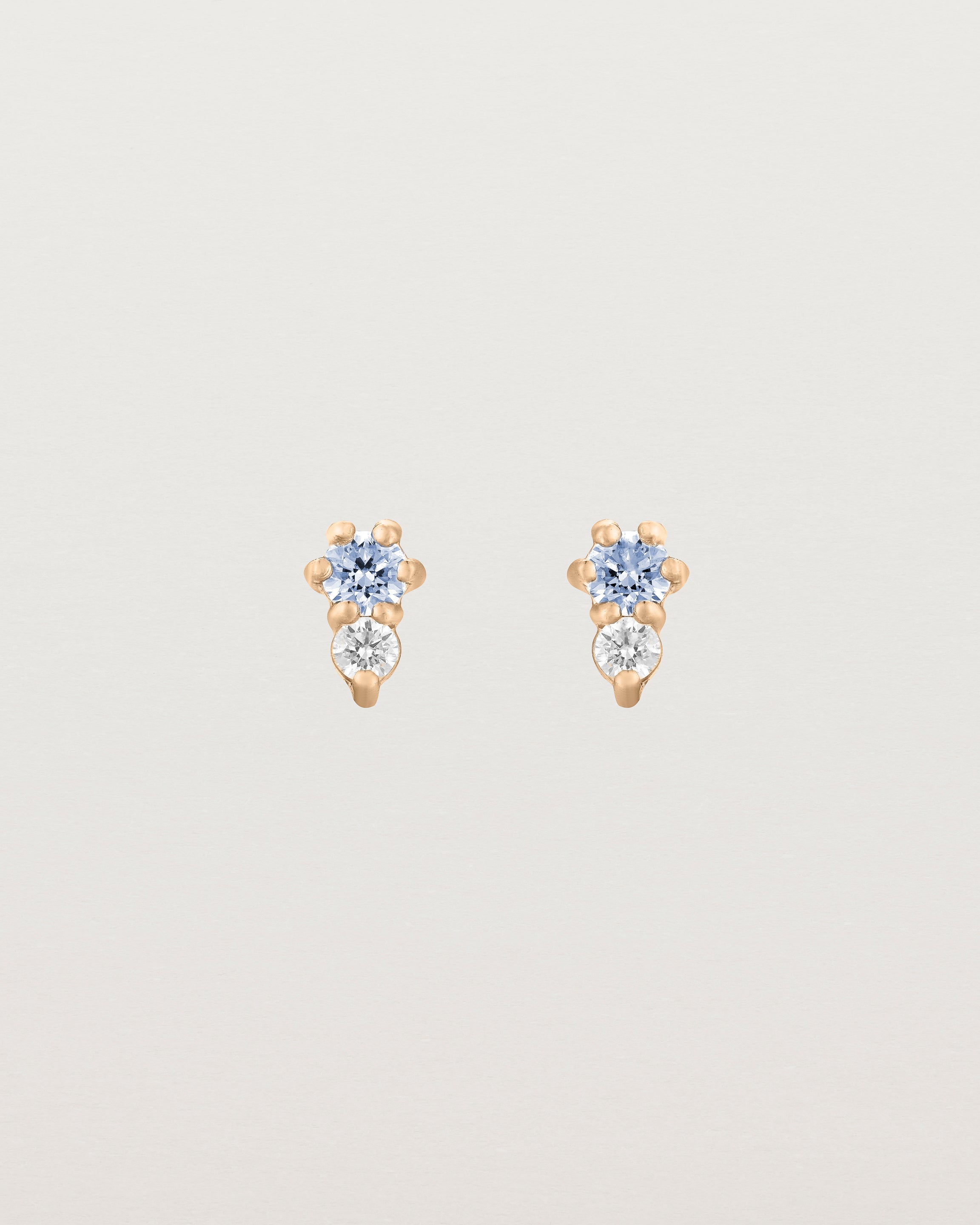 Lottie Studs | Ceylon Sapphire & Diamond Rose Gold