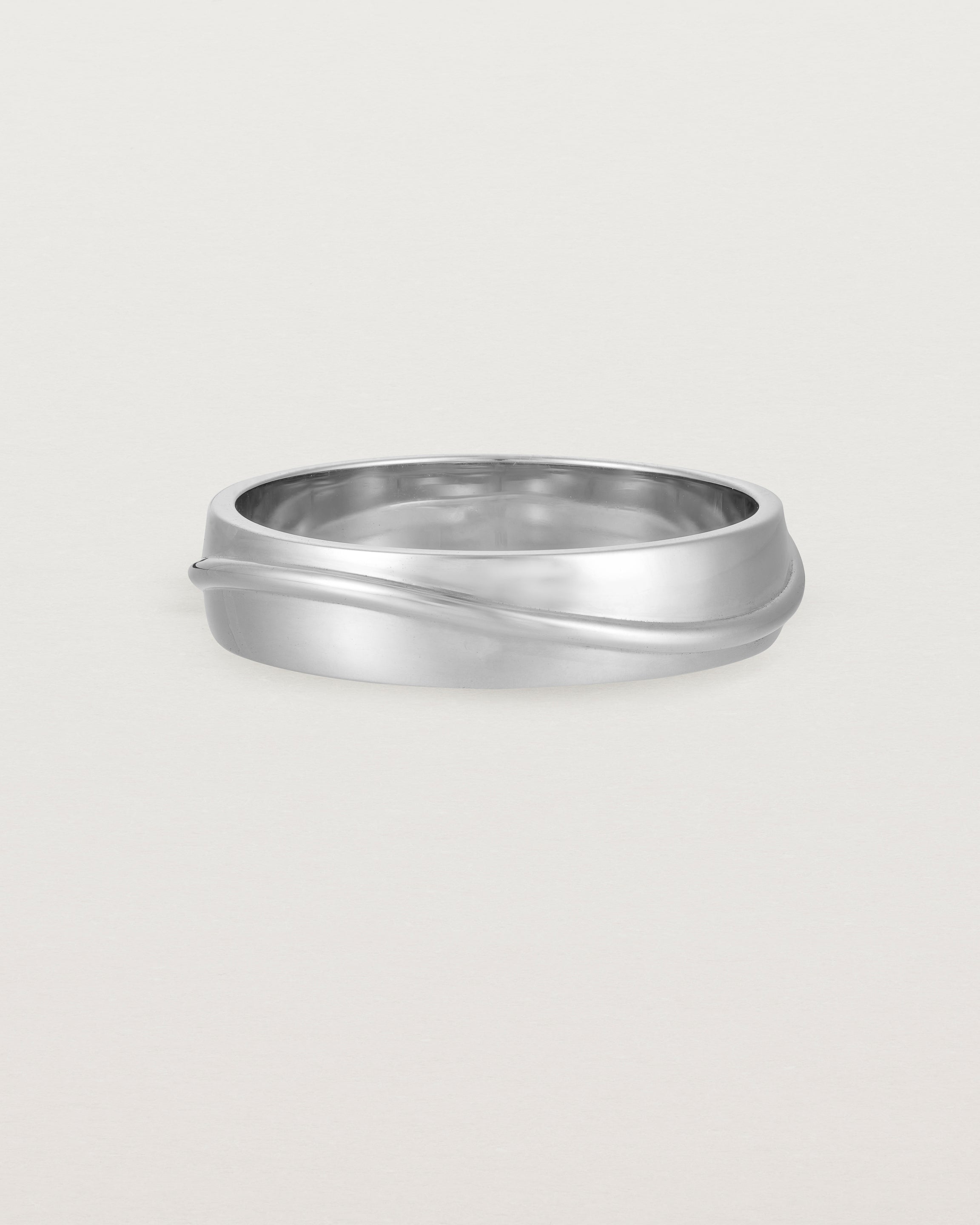 Front view of the Surge Wedding Ring | 5mm | White Gold.