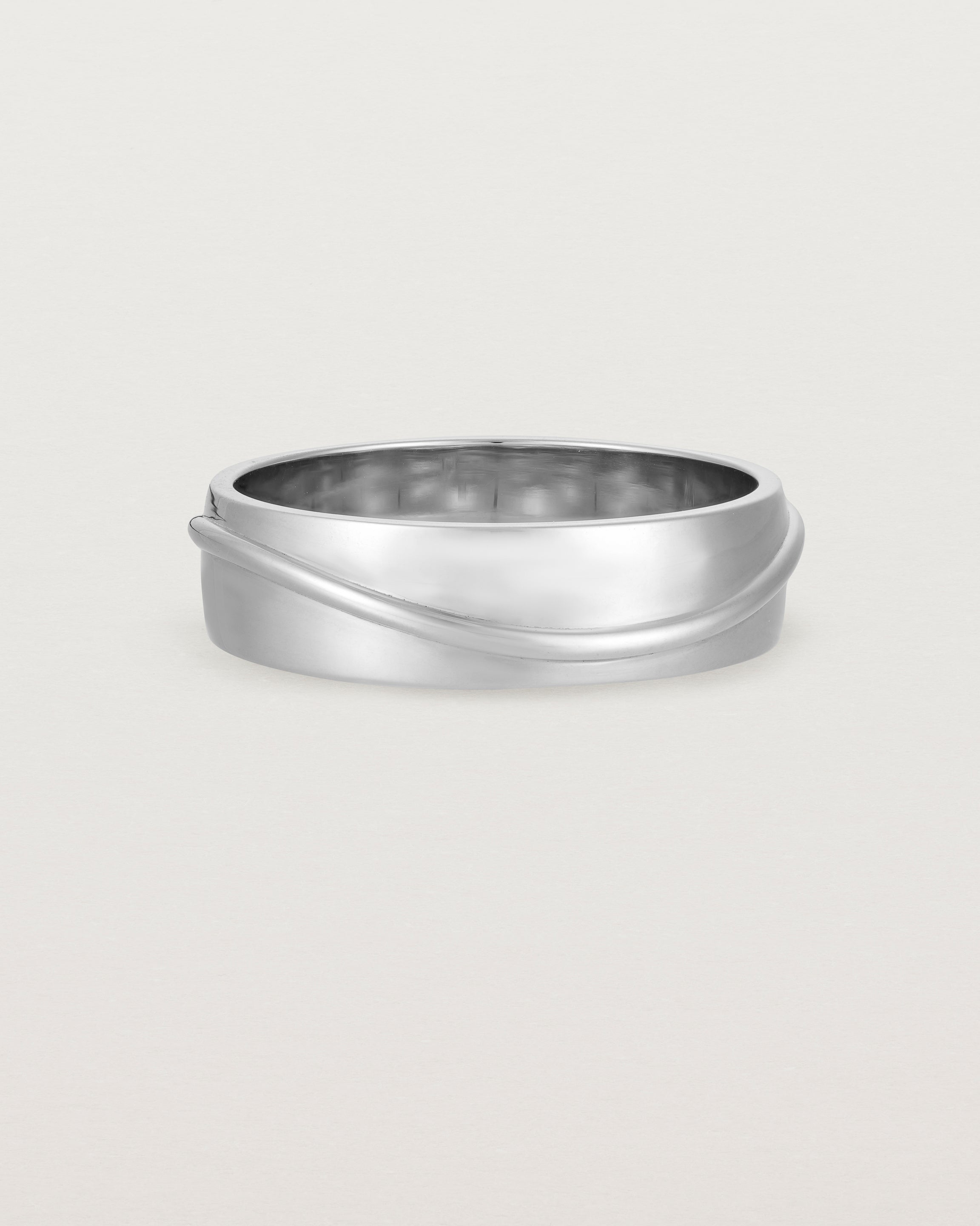 Front view of the Surge Wedding Ring | 6mm | White Gold.