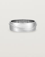 Front view of the Surge Wedding Ring | 7mm | White Gold.