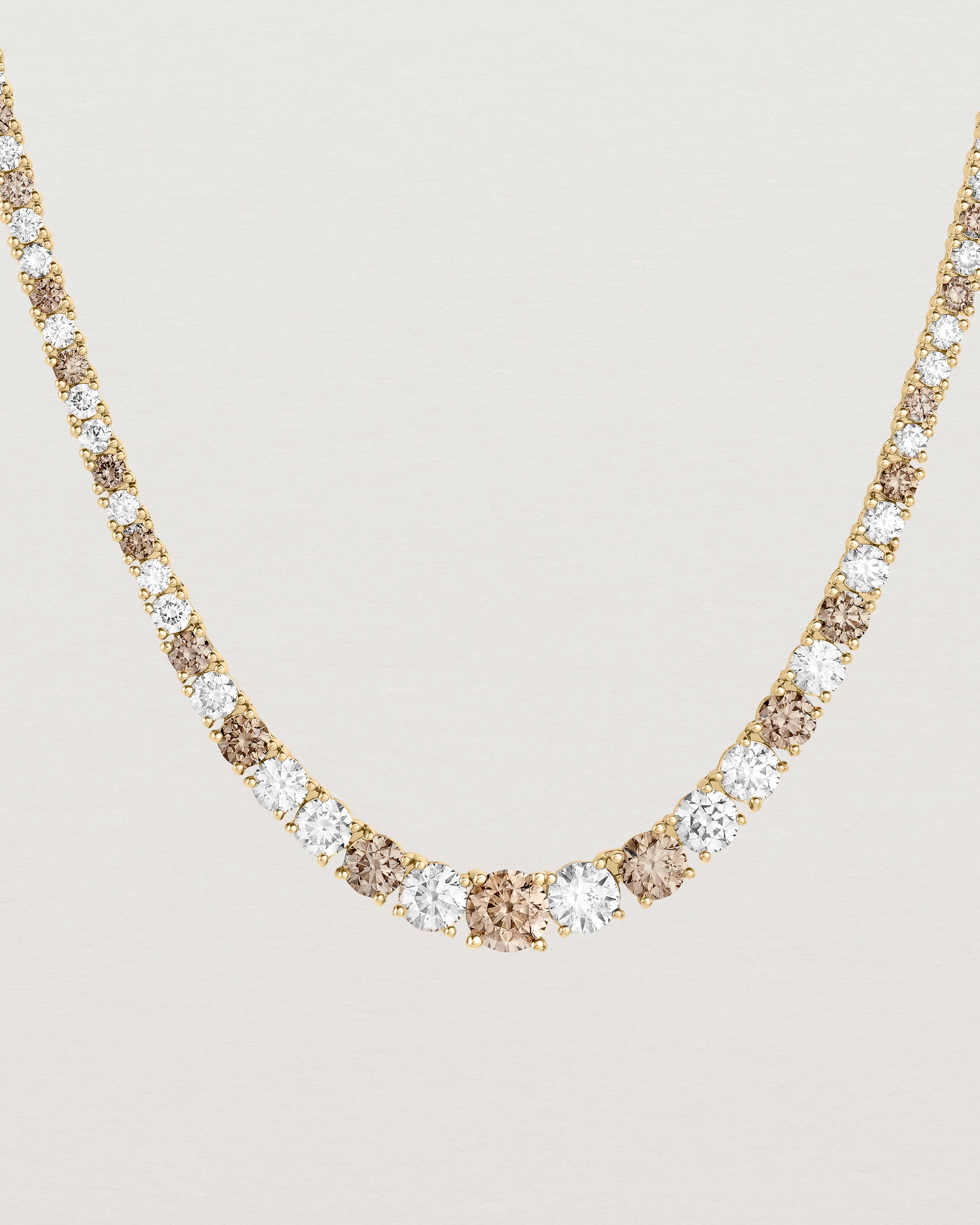 Leora Graduated Tennis Necklace | Champagne & White Diamond