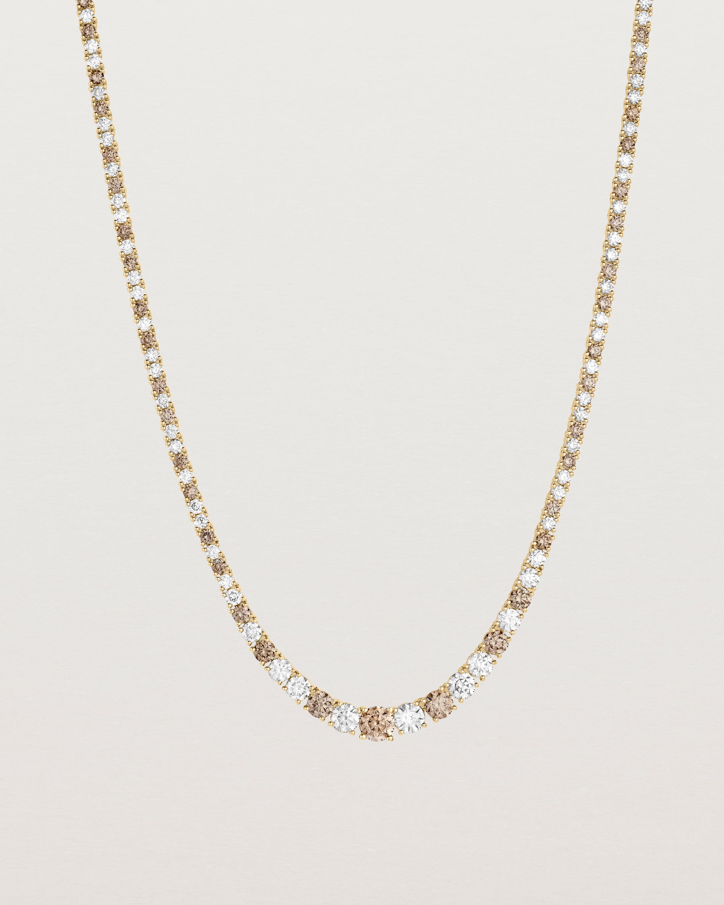 Leora Graduated Tennis Necklace | Champagne & White Diamond
