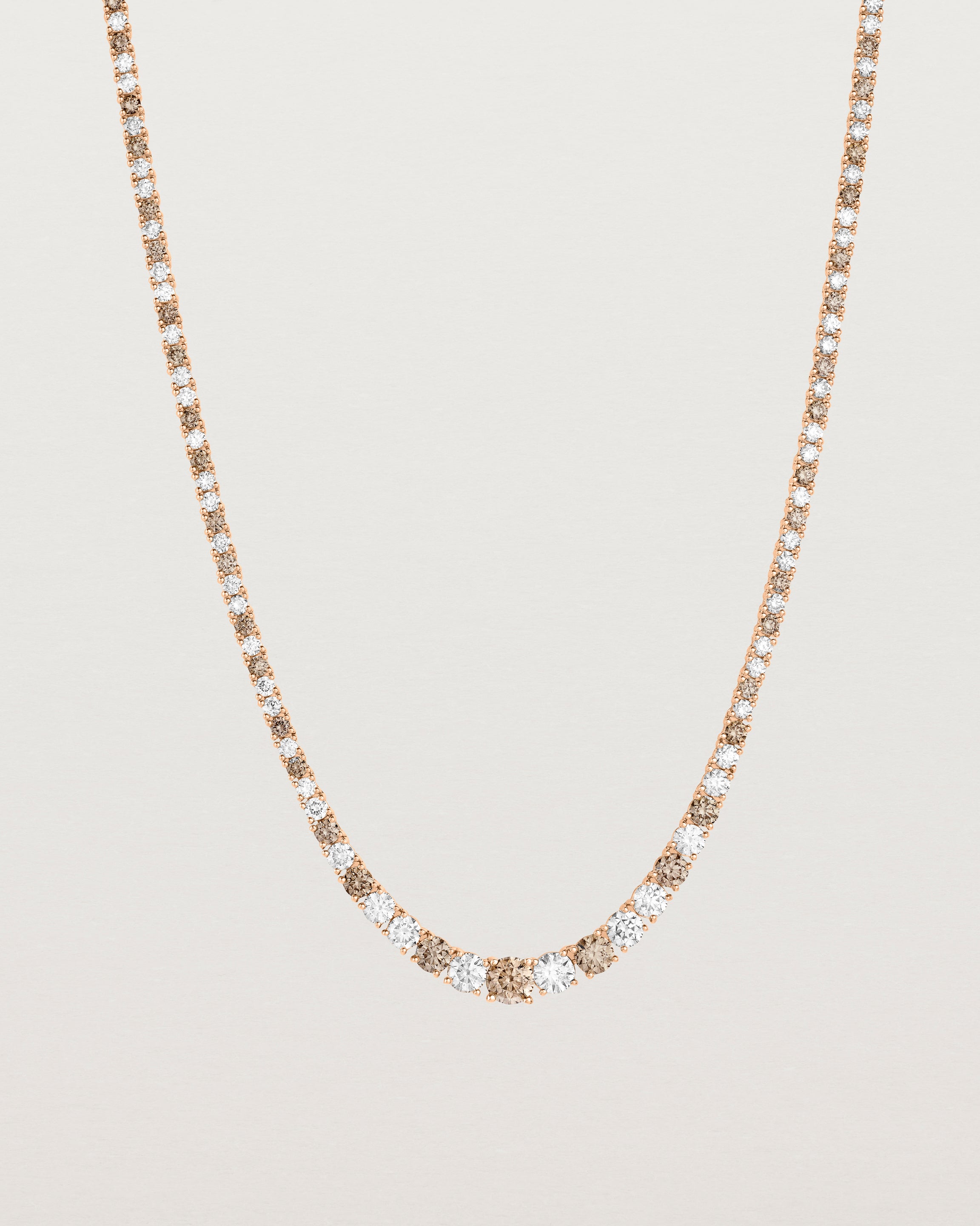 Leora Graduated Tennis Necklace | Champagne & White Diamond