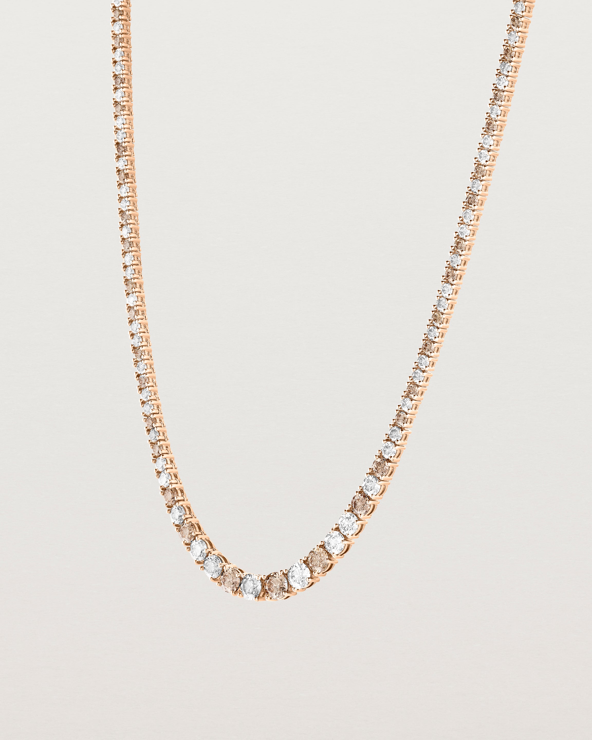 Leora Graduated Tennis Necklace | Champagne & White Diamond