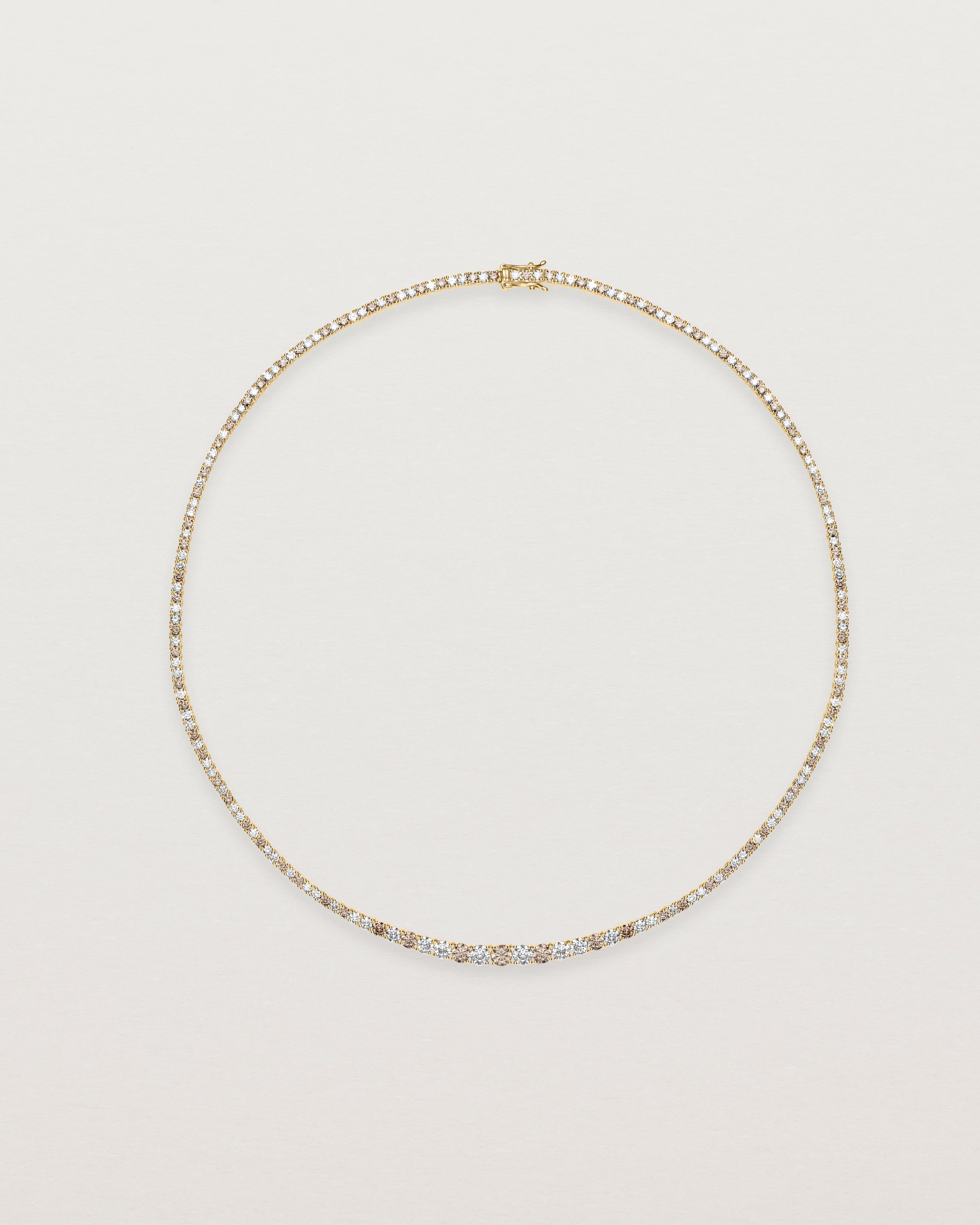 Leora Graduated Tennis Necklace | Champagne & White Diamond