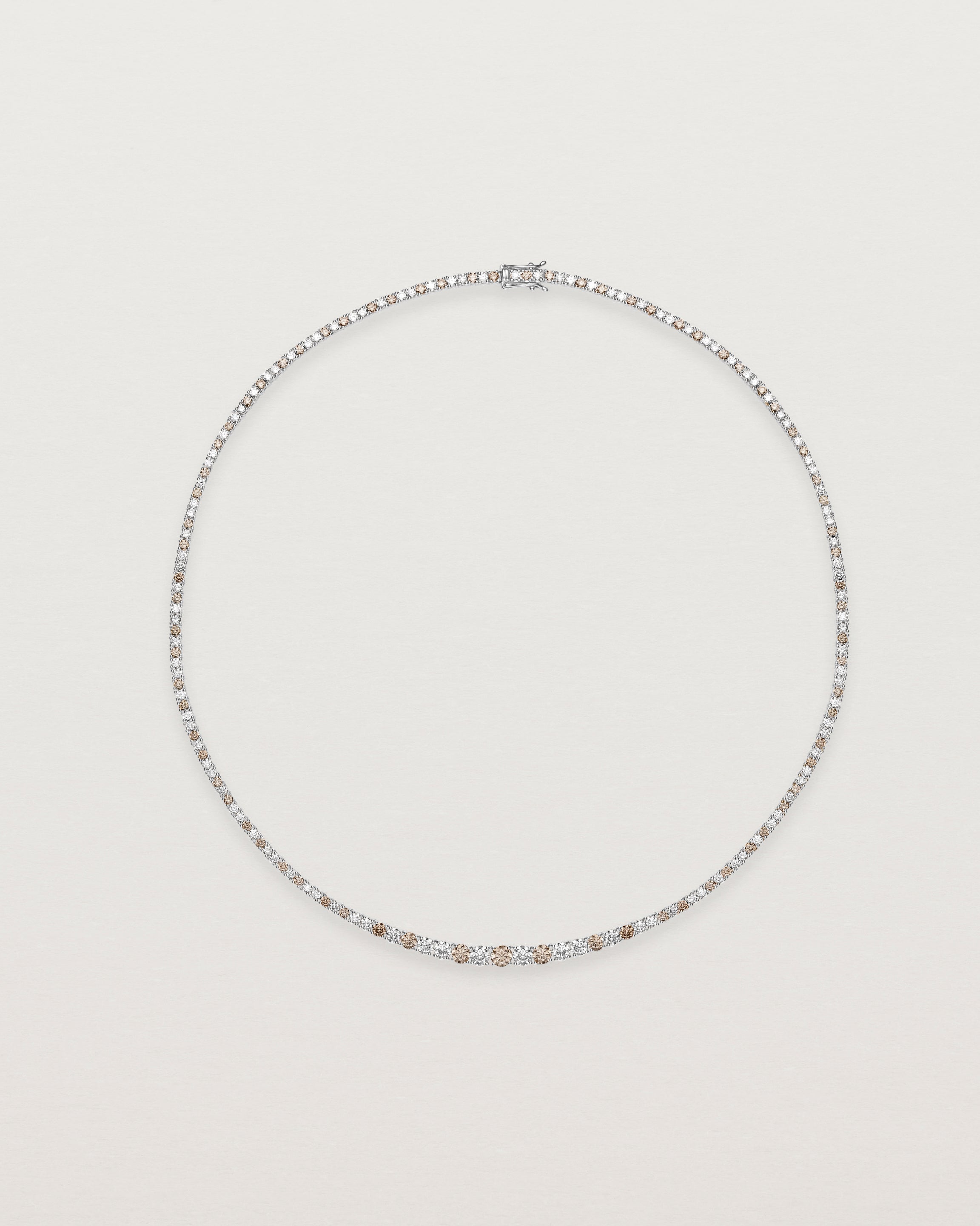 Leora Graduated Tennis Necklace | Champagne & White Diamond