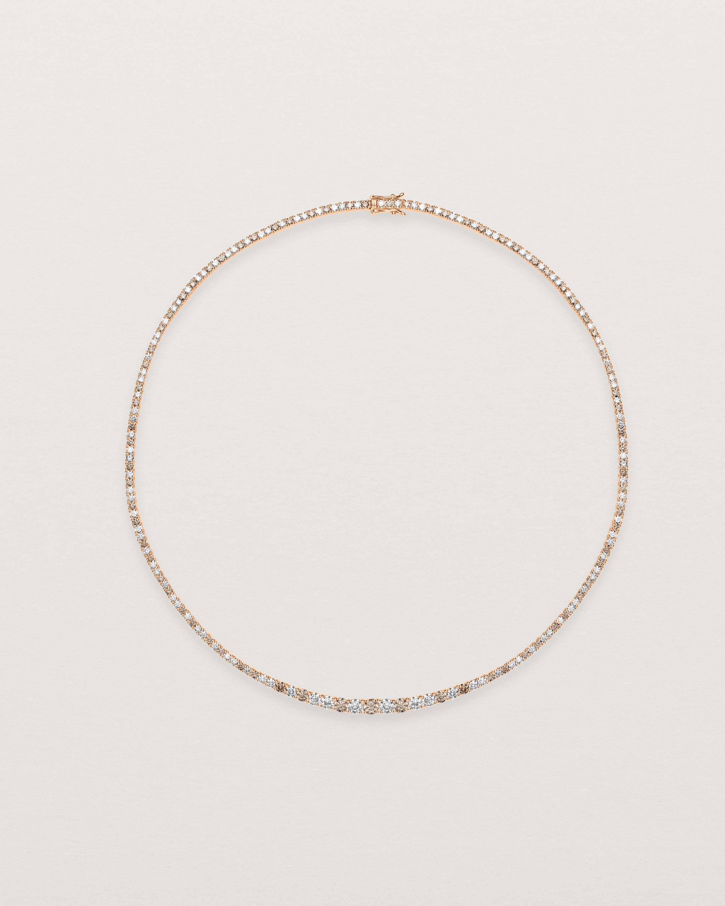 Leora Graduated Tennis Necklace | Champagne & White Diamond