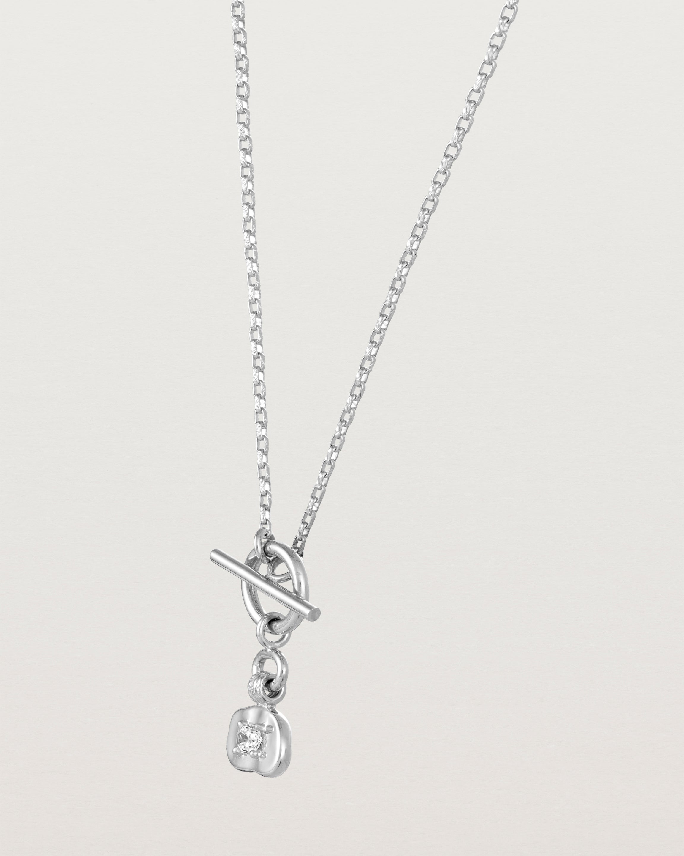 Angled view of the Terra Necklace | Diamond in white gold.