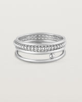 Front view of the Textured Curated Ring Set in sterling silver.