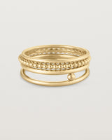 Front view of the Textured Curated Ring Set in yellow gold.