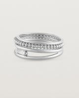 Angled view of the Textured Curated Ring Set in sterling silver.