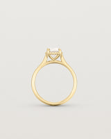 A side profile of the Thea Round Solitaire with a white Laboratory Grown Diamond in Yellow Gold