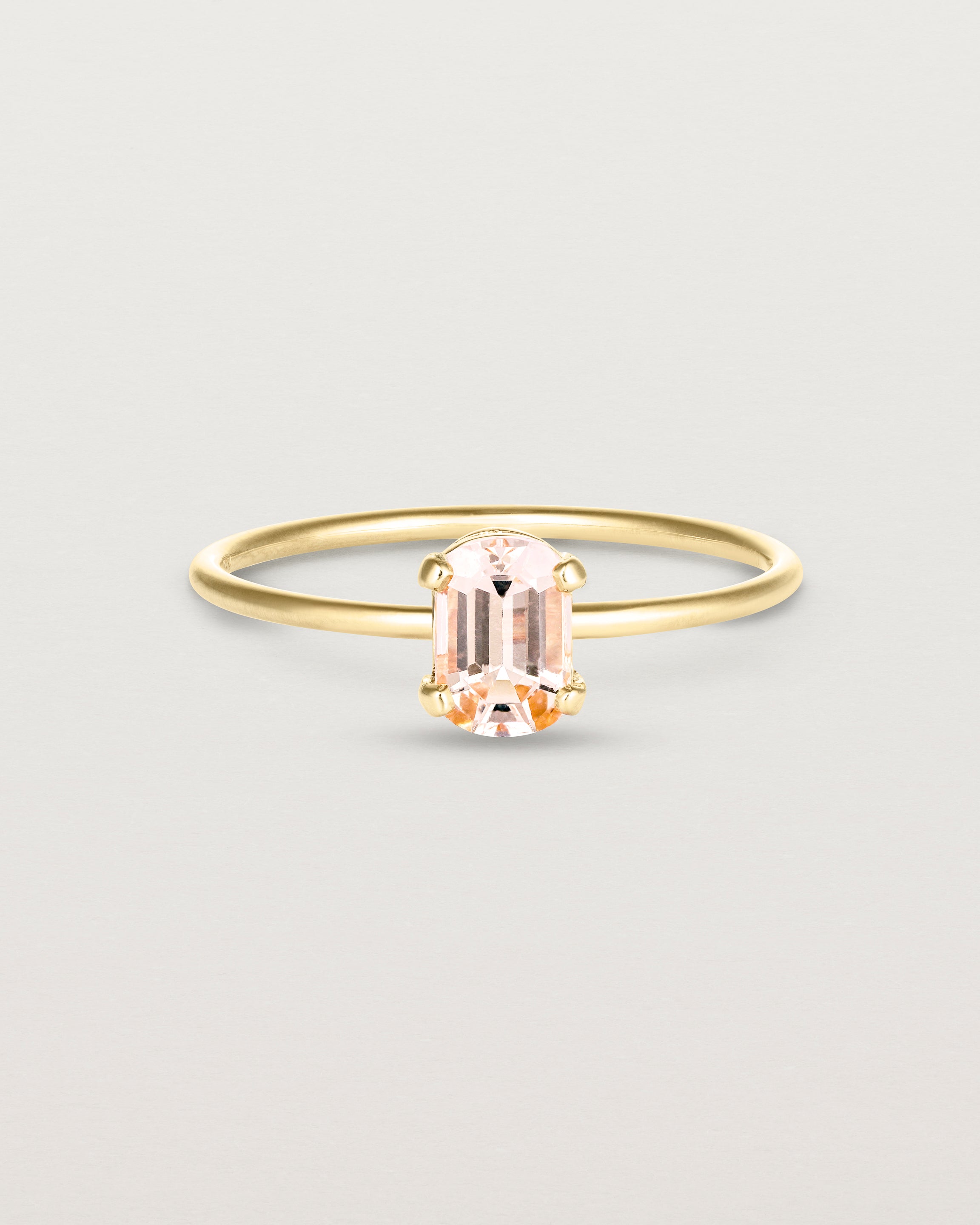 Front view of the Tiny Fei Ring | Morganite in yellow gold.