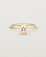 Front view of the Tiny Fei Ring | Morganite in yellow gold.