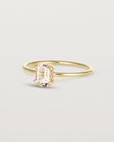 Angled view of the Tiny Fei Ring | Morganite in yellow gold.