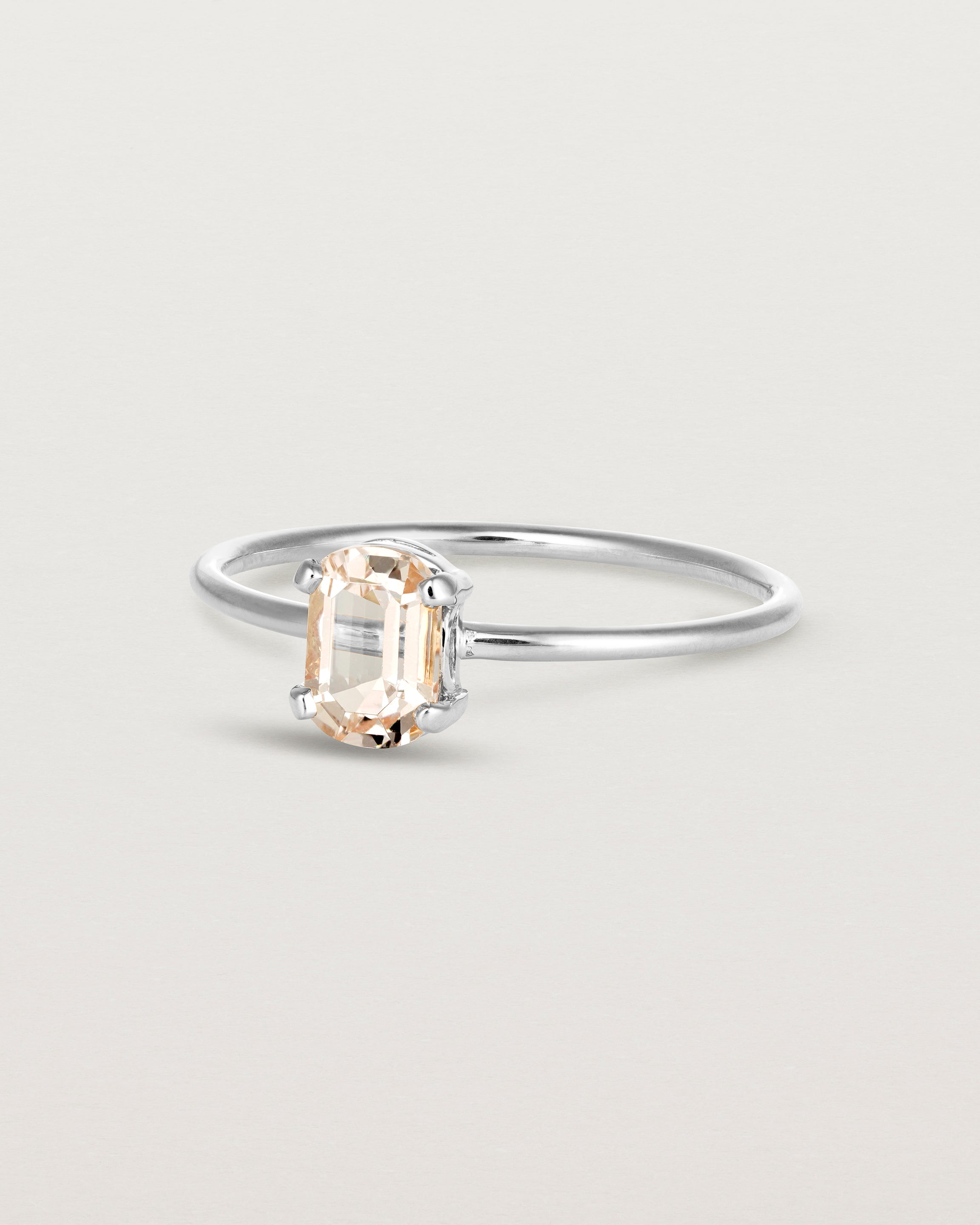 Angled view of the Tiny Fei Ring | Morganite in sterling silver.
