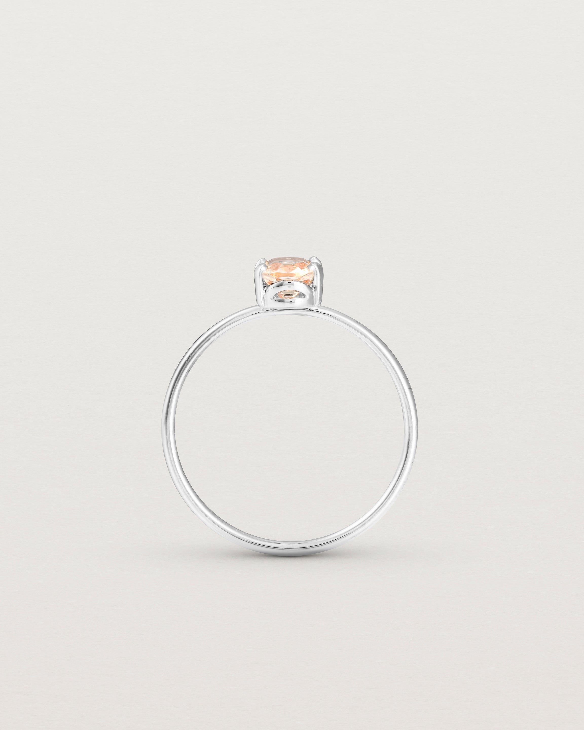 Standing view of the Tiny Fei Ring | Morganite in sterling silver.