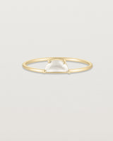 Front view of the Tiny Half Moon Ring | Moonstone in yellow gold.