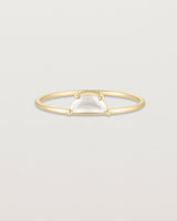 Front view of the Tiny Half Moon Ring | Moonstone in yellow gold.