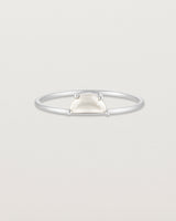 Front view of the Tiny Half Moon Ring | Moonstone in sterling silver.