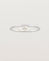 Front view of the Tiny Half Moon Ring | Moonstone in sterling silver.