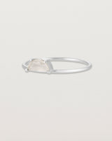 Angled view of the Tiny Half Moon Ring | Moonstone in sterling silver.
